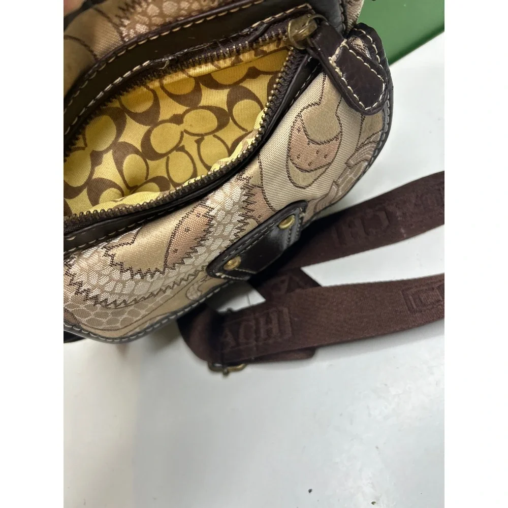 Coach Optical Signature Crossbody Bag Brown Tan Canvas Leather Turnlock 10403